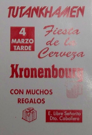 Flyer de la Fiesta de la Cerveza de la discoteca Tutankhamen de Gav� Mar